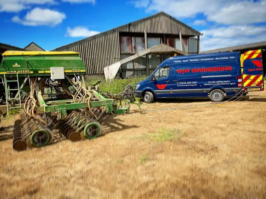 Agricultural Repairs. Seed Drill and WJW Engineering Van on Site.