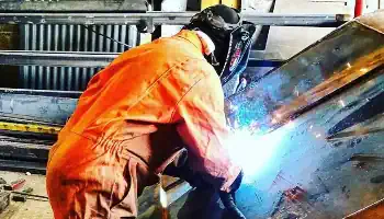 Steel Fabrication . Gloucester Man Welding Steel Together